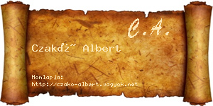 Czakó Albert névjegykártya